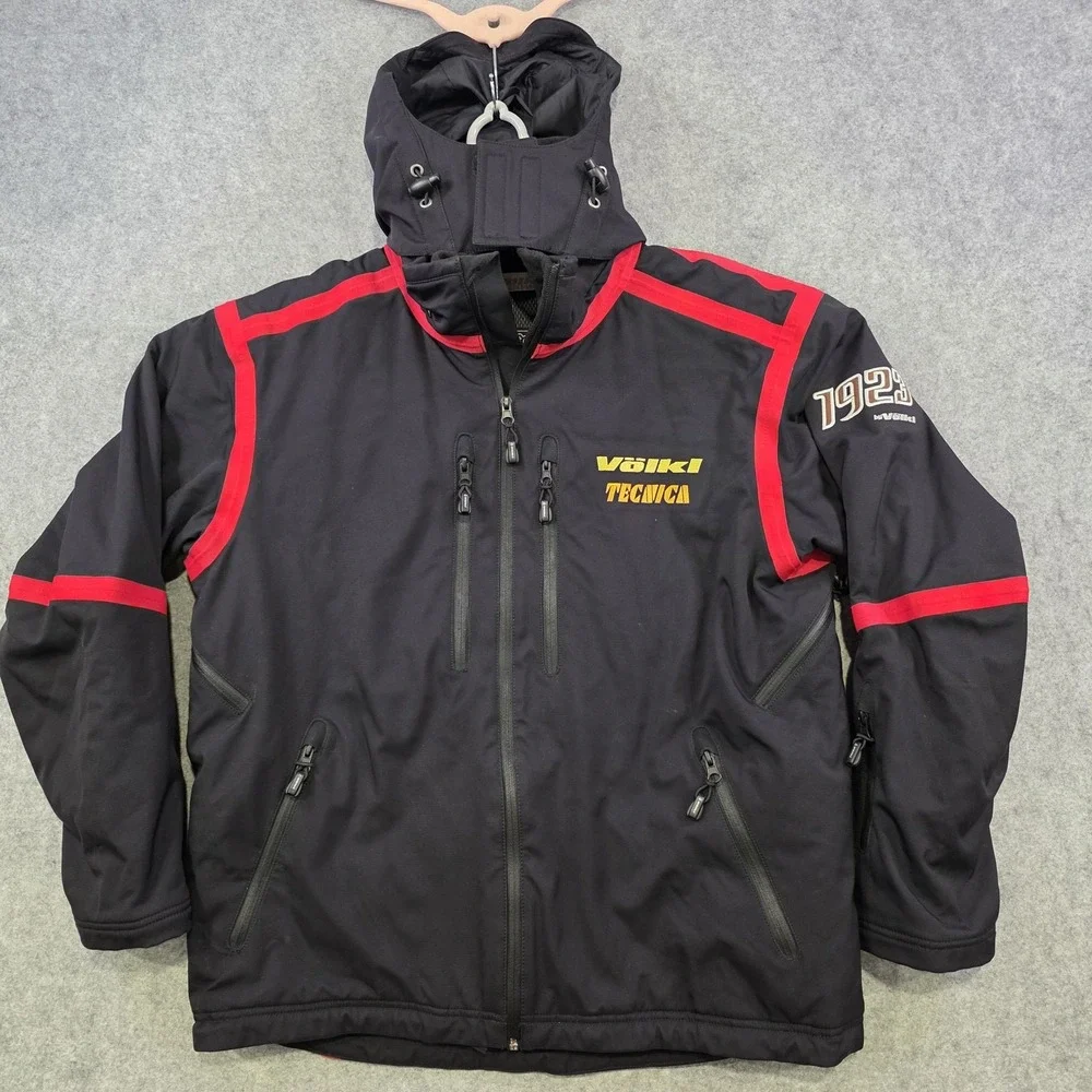 Volkl Motiontex Jacket Mens Medium Black Hooded Ski Waterproof Insulated Pockets